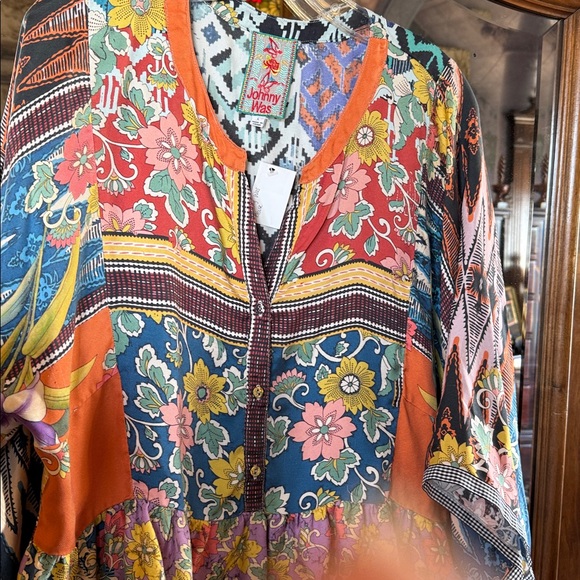 Johnny Was Colorful Floral and Geometric Blouse - Picture 4 of 4